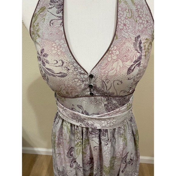 Halter V-Neck Y2K Chiffon Midi Dress Women's Size 6 Built in Bra Purple Lavender - Picture 5 of 11